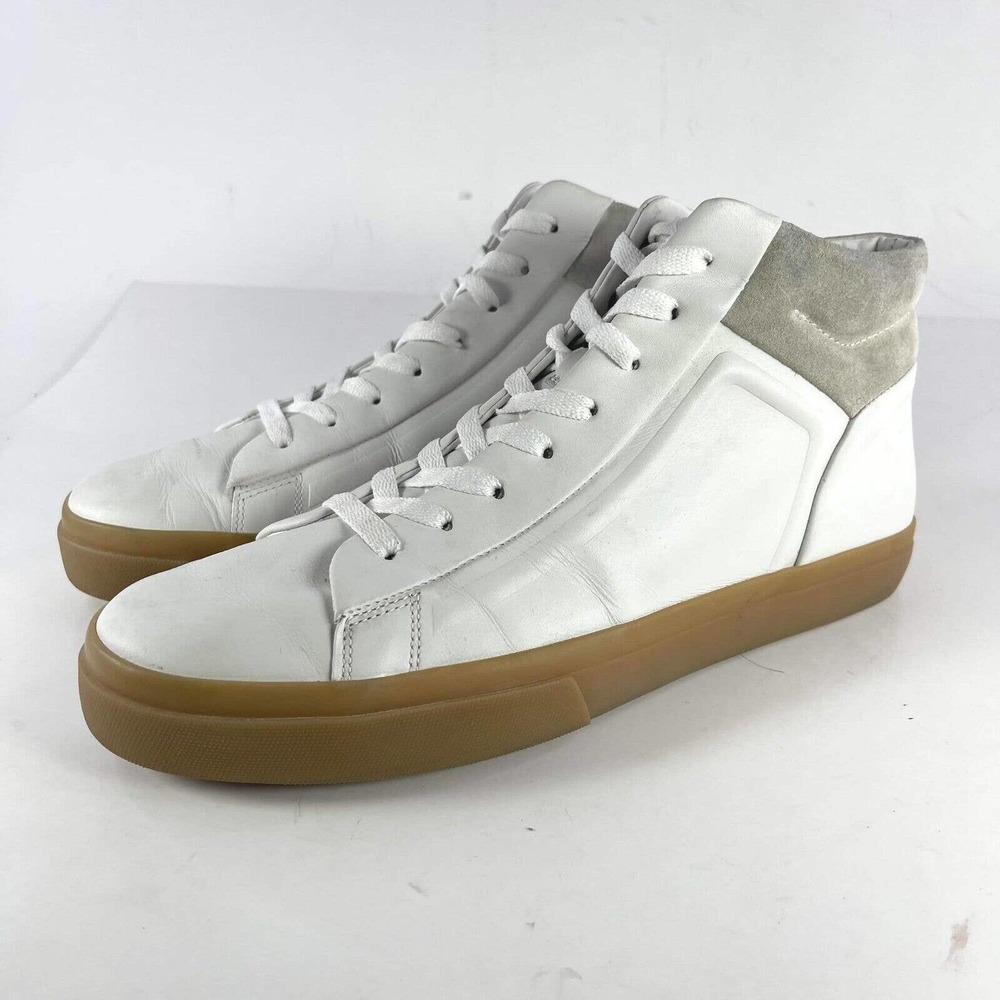 Vince Men's Fynn Leather High Top Sneaker US 11 White Lace-Up Mid Shoes boot